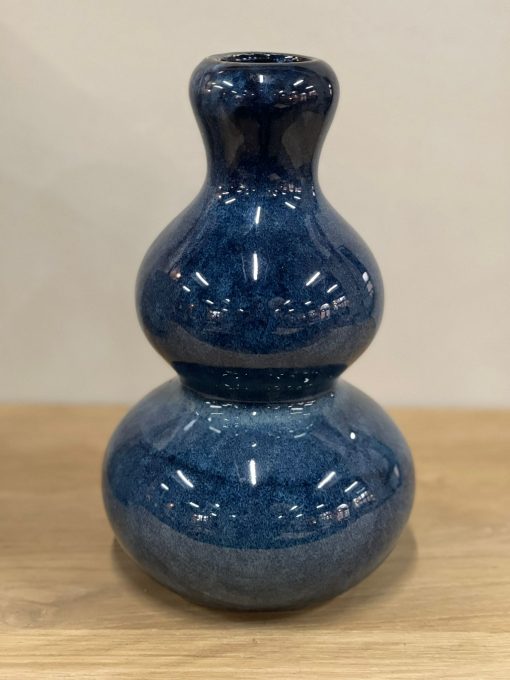 Aardewerk bubble vaas blauw 25cm