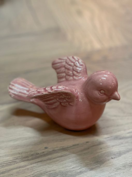 Aardewerk vogel Roze M