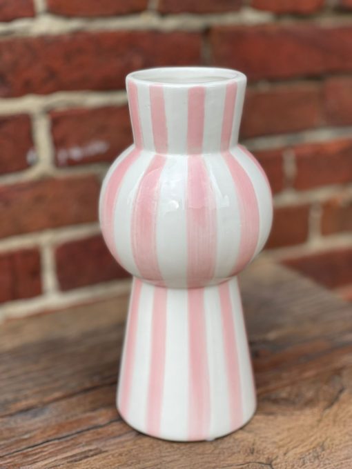 Vaas keramiek stripes roze