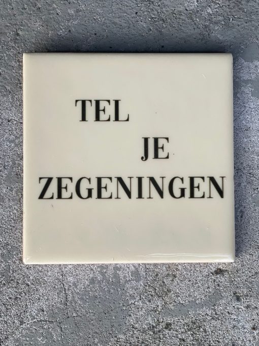 Tegeltje Tel je zegeningen | Hippe Spreuktegel | Nieuwe woning cadeau | Housewarming cadeau |Verjaardagscadeau | Birthday |Verjaardag |brievenbuscadeau