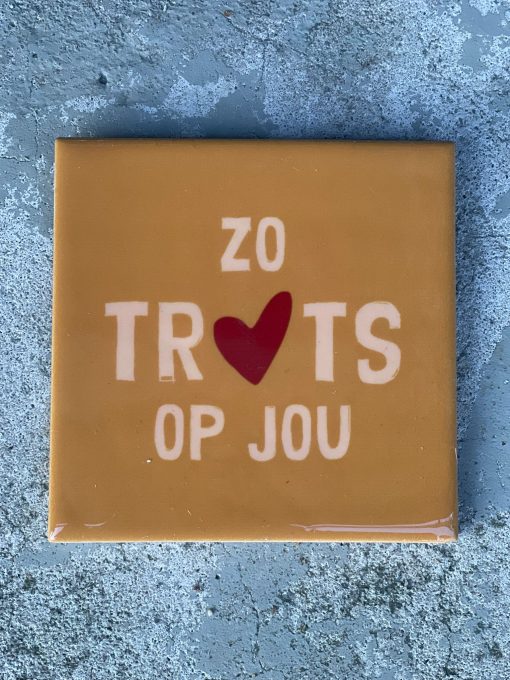 Tegeltje Zo trots op jouw | Hippe Spreuktegel | Nieuwe woning cadeau | Housewarming cadeau |Verjaardagscadeau | Birthday |Verjaardag |brievenbuscadeau