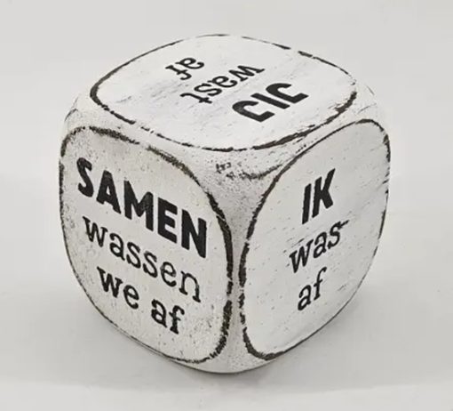 dobbelsteen 8x8cm wie wast er af antique white