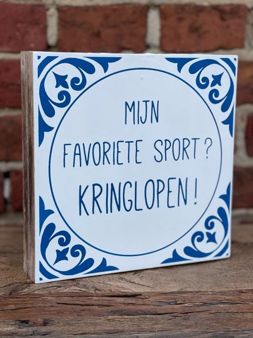 Tekstblok 18x18cm Kringlopen sport wit (delfts blauw)