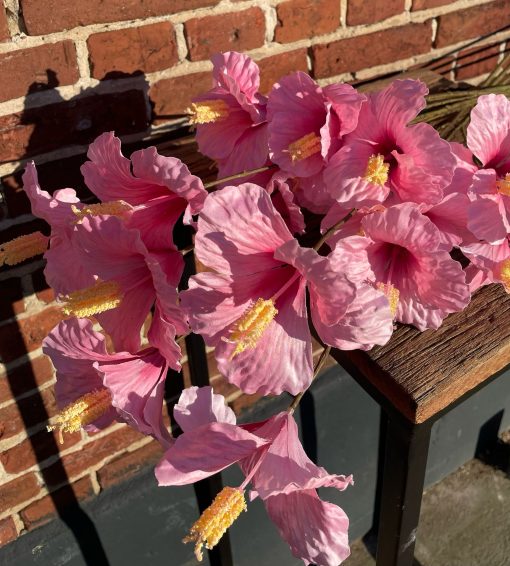 Kunstbloem Hibiscus Roze 85cm