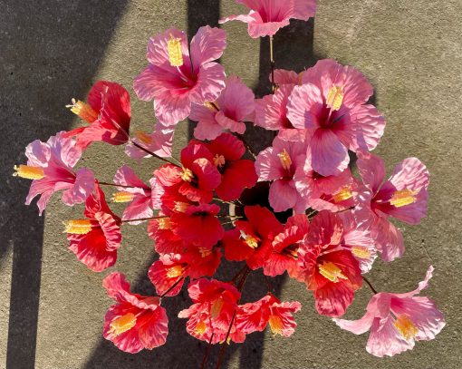 Kunstbloem Hibiscus Roze 85cm - Afbeelding 2